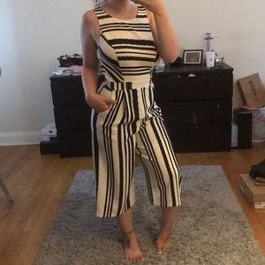 striped culotte jumpsuit